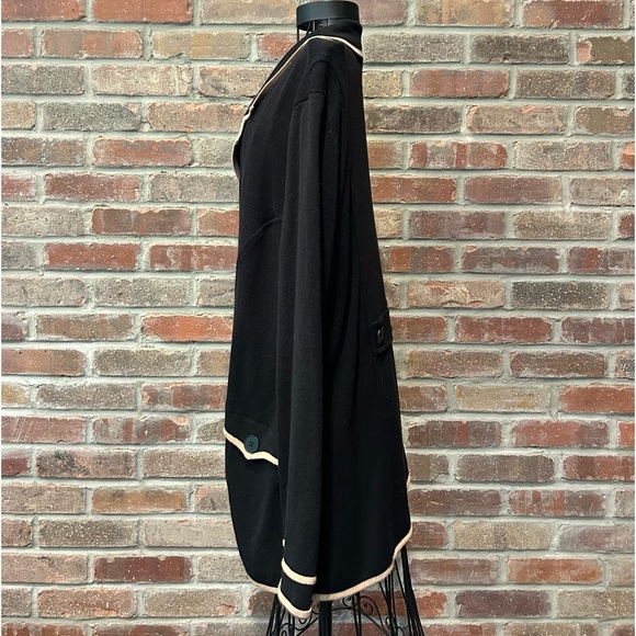 Nic & Zoe Cardigan Sweater Black with Tan Piping Size Large - Picture 4 of 6